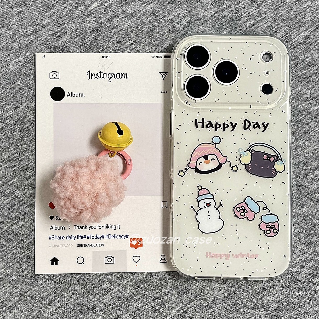 苹果17pro卡通小雪人双层手机壳