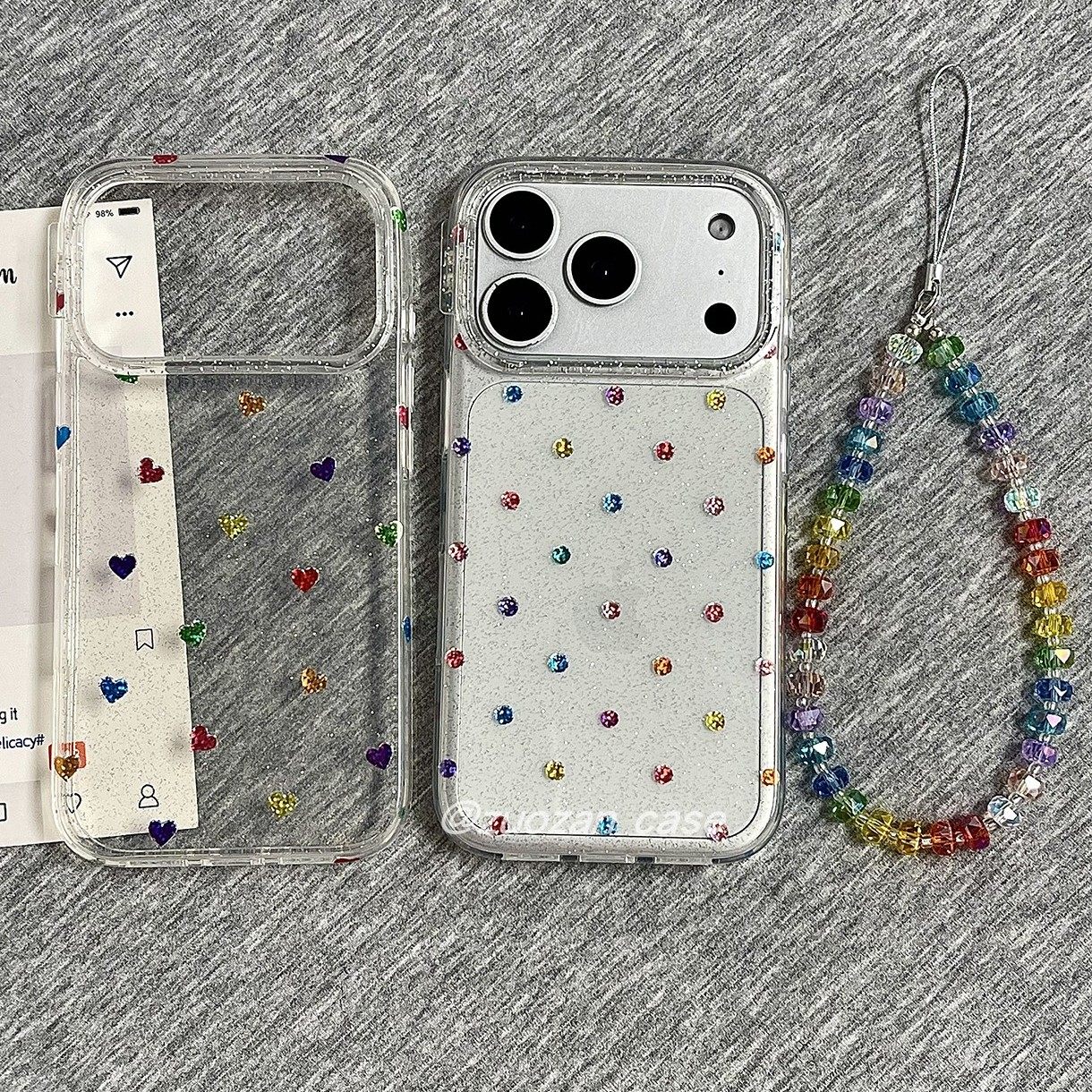 ins韩风炫彩鎏金彩钻爱心波点适用苹果17promax手机壳iphone16pro新款15带挂绳14透明13女17全包防摔保护套pm,3C数码配件,手机保护套/壳,淘宝优惠券,粉丝福利购,淘宝优惠卷