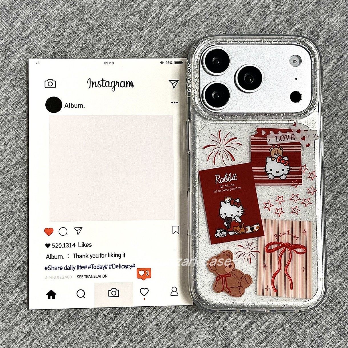 ins韩风鎏金蝴蝶结红KT猫适用苹果17promax手机壳iph