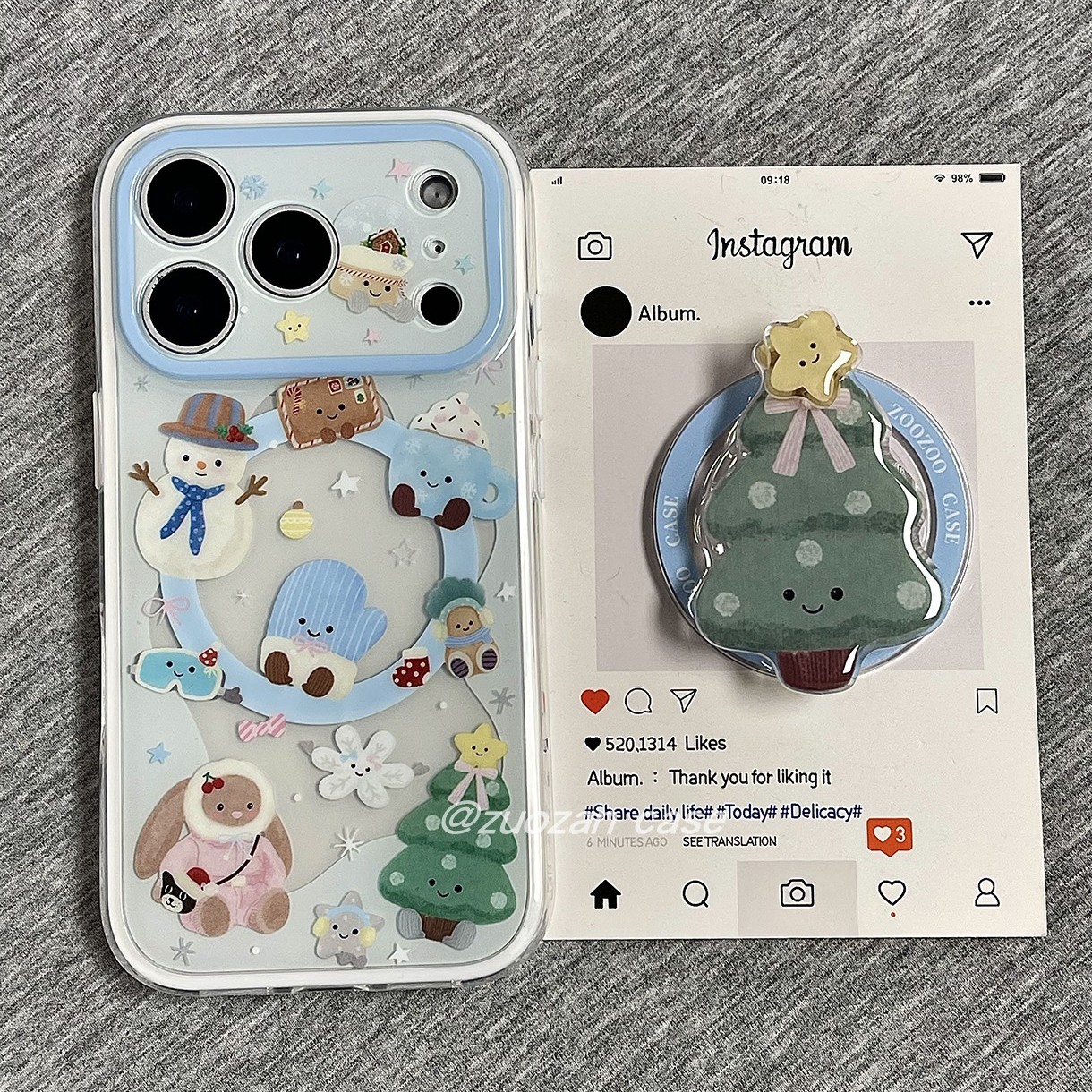 苹果17pro卡通圣诞树磁吸手机壳