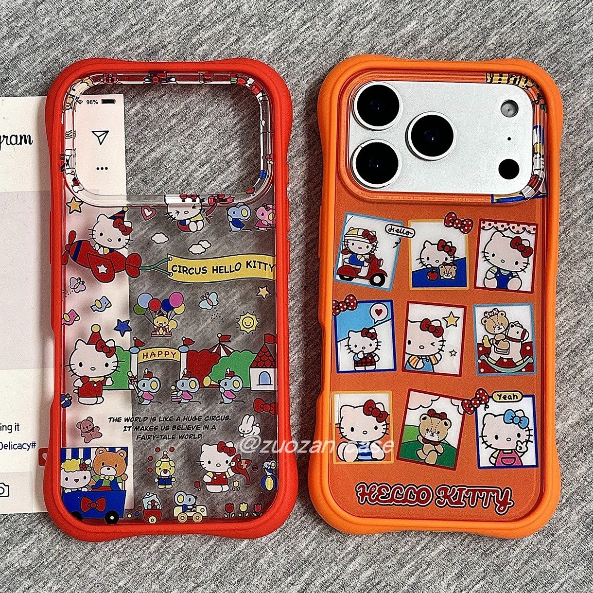 二合一橙红框游乐园KT猫适用苹果17promax手机壳iphone16pro新款15小众创意14女13个性17全包防摔保护套17pm