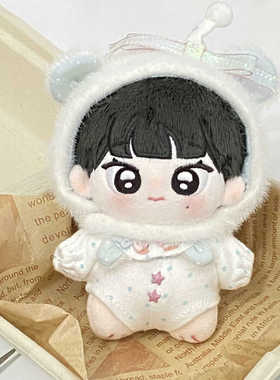 熊熊可爱多蓝色款10cm棉花娃娃套装衣服可爱10cm娃娃换装毛绒配件