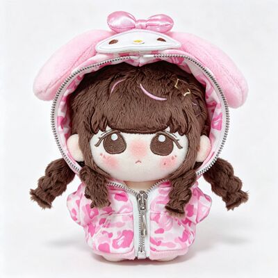10cm新品可爱甜美粉色连帽卫衣娃衣可爱棉花娃娃玩偶换装小衣服