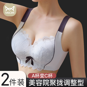 无钢圈内衣女小胸聚拢显大文胸防下垂收副乳调整型加厚杯性感胸罩