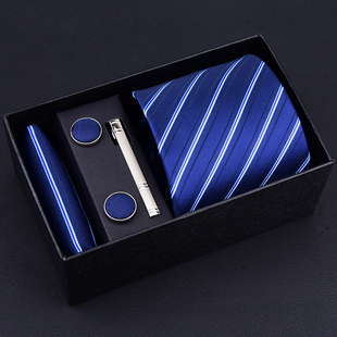 领带拉链免打结上班职业条纹黑色红色结婚新郎 商务正装 礼盒装 男士