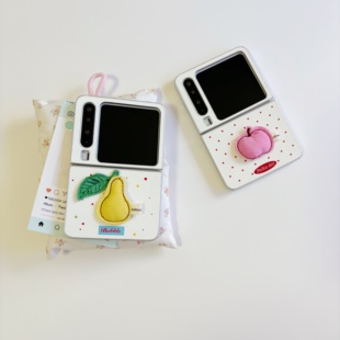韩风波点梨子苹果适用于华为purax手机壳小折叠适用于小米mixflip2皮质保护套适用于三星zflip7