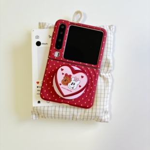 韩风波漾红底波点情侣爱心小狗适用于华为purax手机壳小折叠适用于小米mixflip2磁吸保护套硬壳
