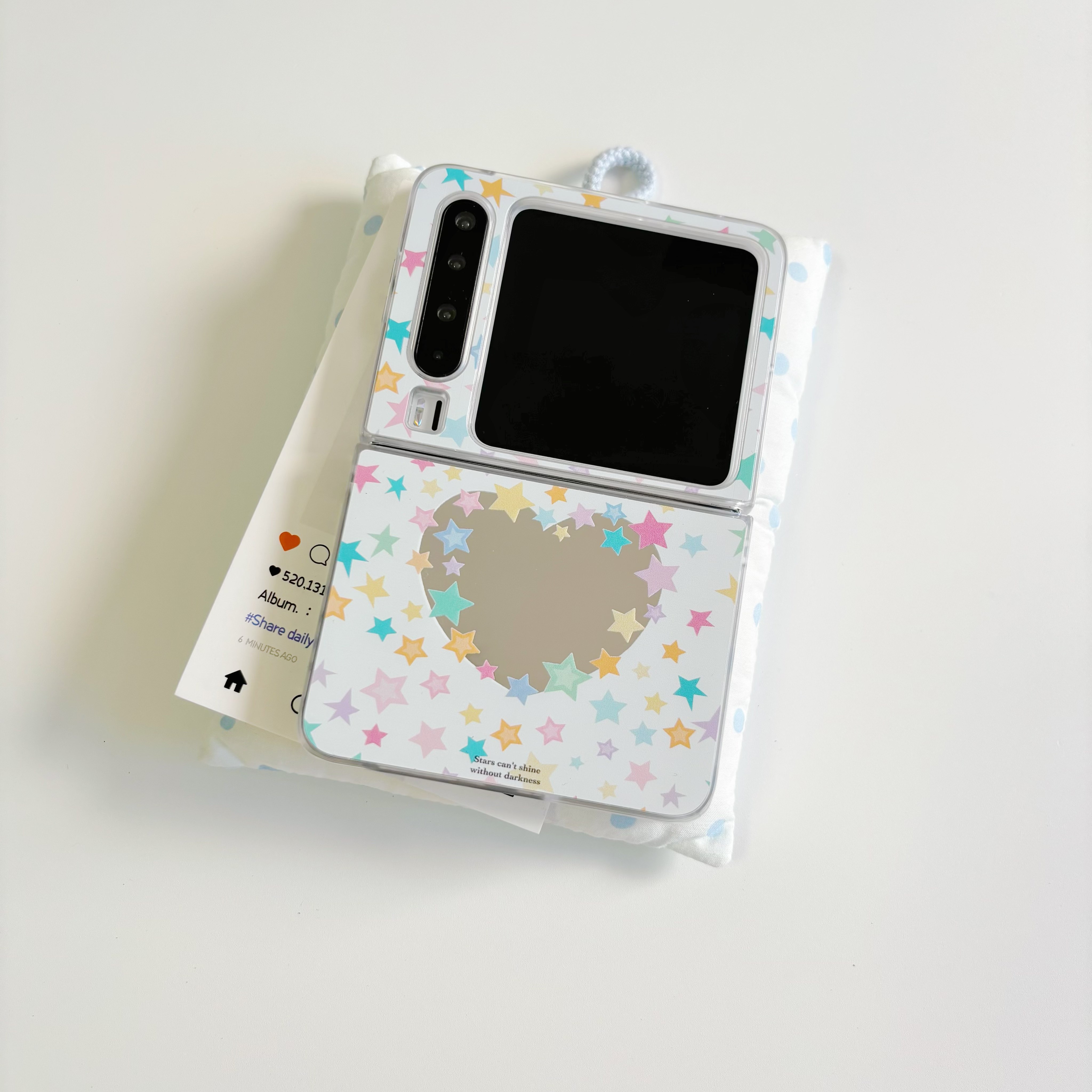 ins满屏星星镜子适用于华为purax手机壳小折叠适用于小米mixflip2保护套适用于三星zflip7硬壳