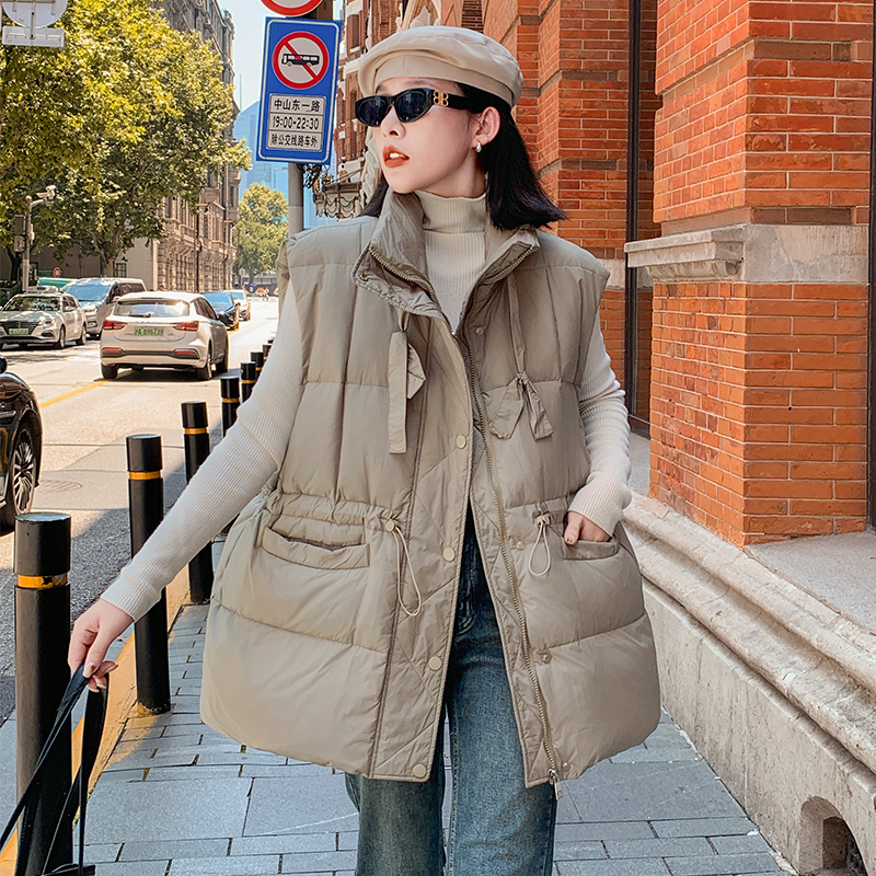 欧货中长羽绒马甲宽松收腰