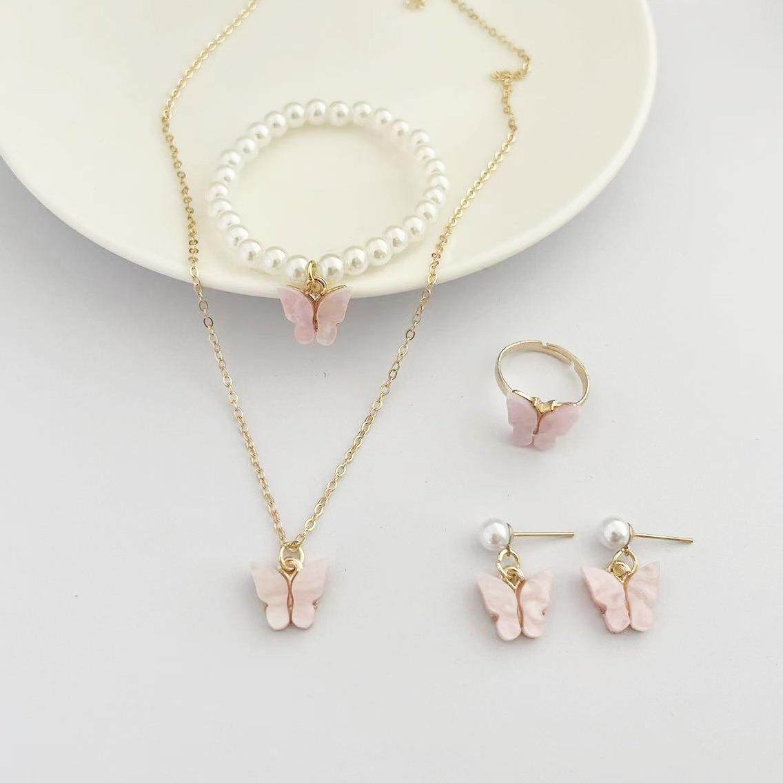 儿童项链蝴蝶配件女童珍珠项链手链戒指耳环套装女孩宝宝配饰现货,饰品/流行首饰/时尚饰品新,组合套装,淘宝优惠券,粉丝福利购,淘宝优惠卷