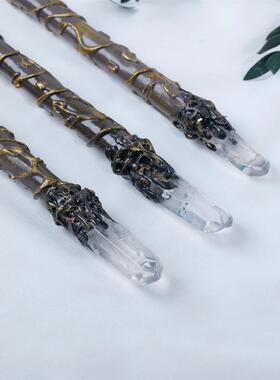 天然水晶原石魔法权杖仙女棒紫水晶半宝石跨境万圣节道具装饰摆件