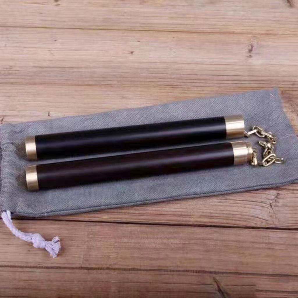 紫光檀双截棍练习棍黑檀钢链双节棍木质武术棍二节