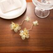 银针法式 复古轻奢感耳钉金色镂空花朵流苏耳坠独特精致时尚 耳饰