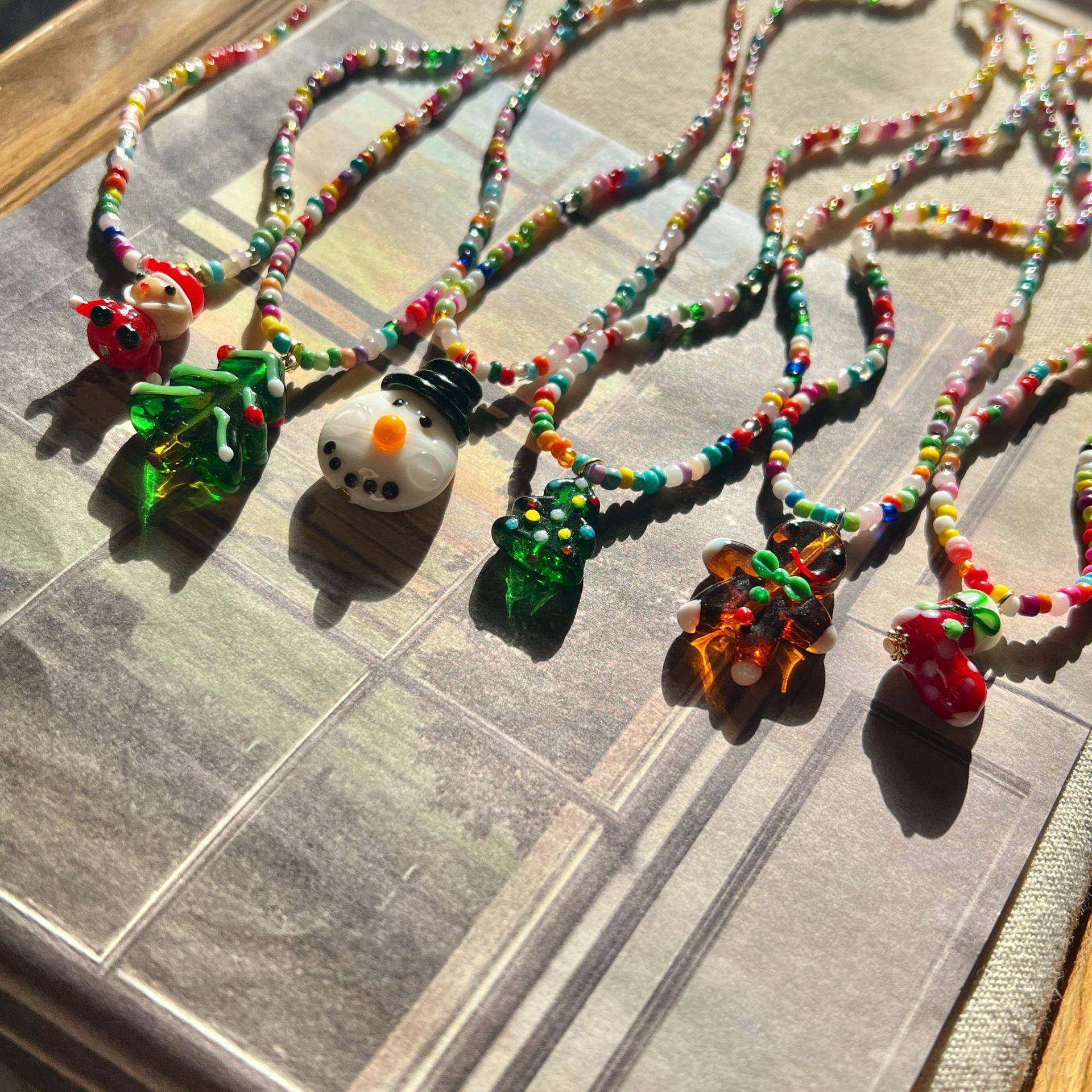 圣诞系列彩色串珠可爱卡通创意吊坠童趣百搭时尚个性小众设计项链,饰品/流行首饰/时尚饰品新,项链,淘宝优惠券,粉丝福利购,淘宝优惠卷