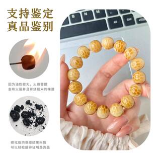 炭烤龟甲菩提根雕刻手串富甲天下单圈文玩盘玩手捻小红书同款