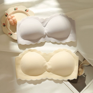 薄款 大胸显小收副乳无钢圈小胸聚拢无痕美背抹胸 无肩带内衣女夏季