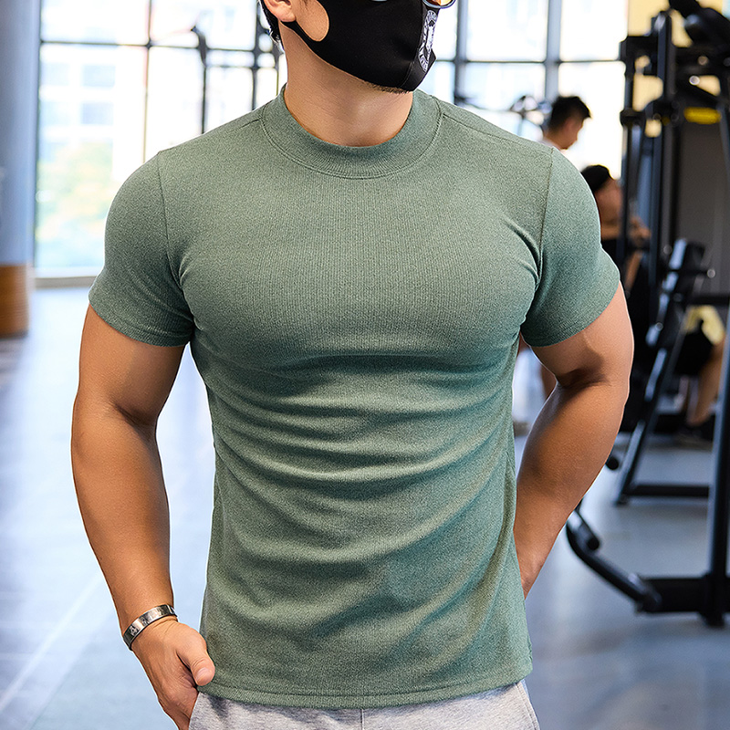 撸铁狼双面德绒保暖立领短袖男士骑行服弹力健身服运动T恤男秋