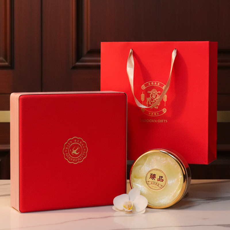 喜燕燕窝礼品包装盒子皮质礼盒500g250送礼燕盏红色盒子