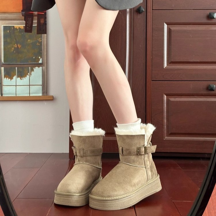 厚底雪地靴女款2025新款冬季爆款加绒加厚保暖防滑东北毛毛棉靴子