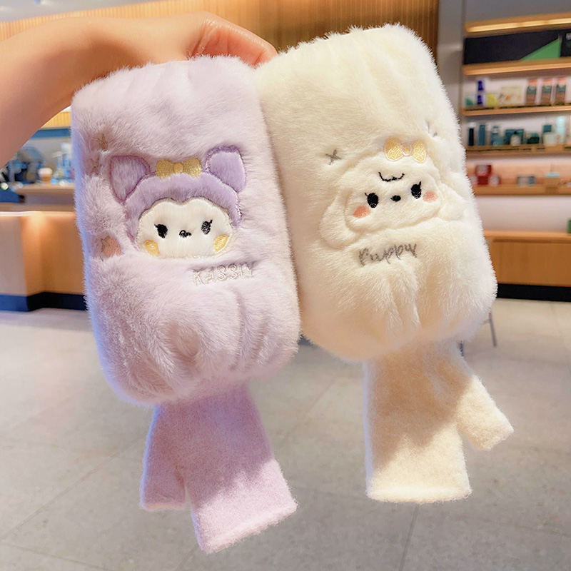 二合一袖套防污耐脏毛绒护袖手套