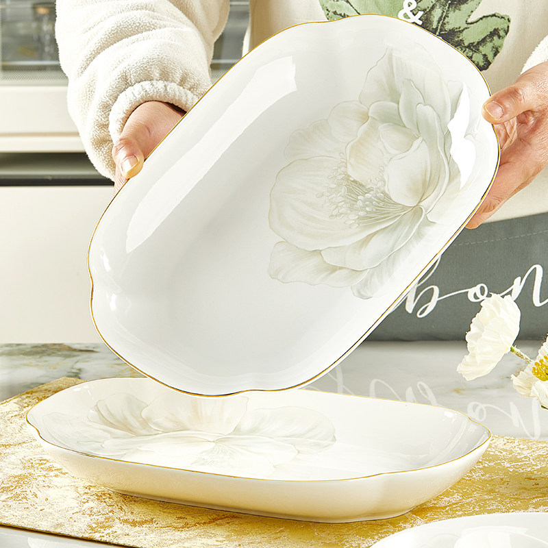 陶瓷鱼盘家用2026新款高颜值蒸鱼盘碟子大号好看的可微波装鱼盘子,餐饮具,盘,淘宝优惠券,粉丝福利购,淘宝优惠卷