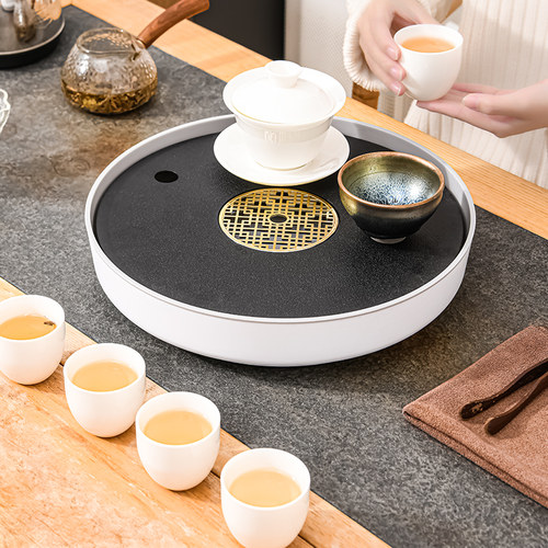 慕苏卡中式圆形可旋转茶盘