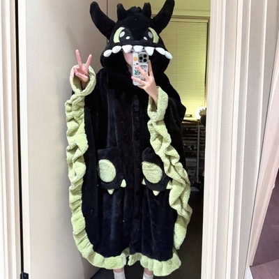 巫师袍睡衣男女士加厚秋冬季保暖长款大码连帽家居服斗篷披肩睡袍