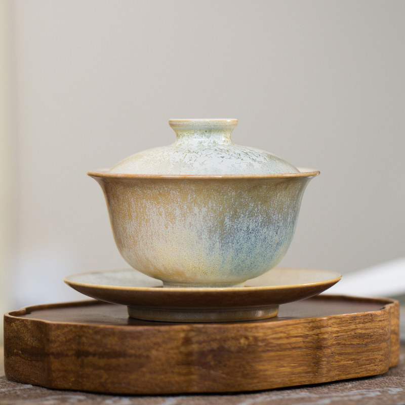 瓷八里 橙蓝窑变 景德镇手工陶瓷茶具 三才盖碗家用泡茶器茶碗,餐饮具,盖碗,淘宝优惠券,粉丝福利购,淘宝优惠卷