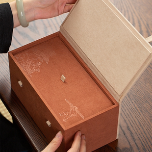 铁锈红茶具礼盒 单杯对杯单壶三才盖碗1壶2杯