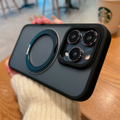 圆环支点适用苹果15promax手机壳磁吸iphone16磨砂高级感14pro新款 保护套13带旋转支架15plus硅胶防摔magsafe