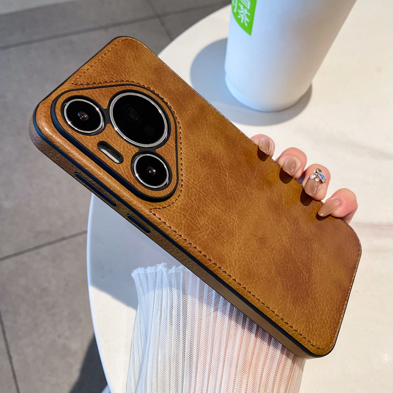 牛皮适用华为pura70pro手机壳新款pura70高级感防摔奢华真皮软壳p70pro+外壳简约全包70ultra保护套高端男士