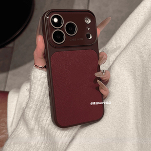 秋冬高颜值复古荔枝皮纹适用iPhone17promax新款苹果16手机壳女15高级14男13情侣pro全包秒变17镜头膜pm防摔
