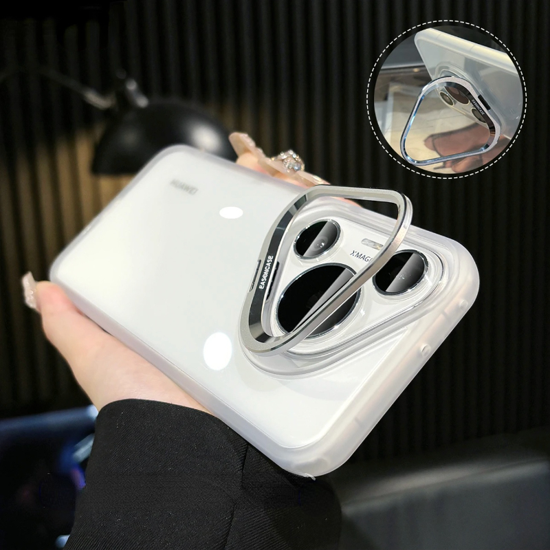 镂空翻盖镜头支架适用华为Pura70pro+手机壳新款Pura70 Ultra简约高级感p70透明不发黄硅胶防摔保护套女超薄