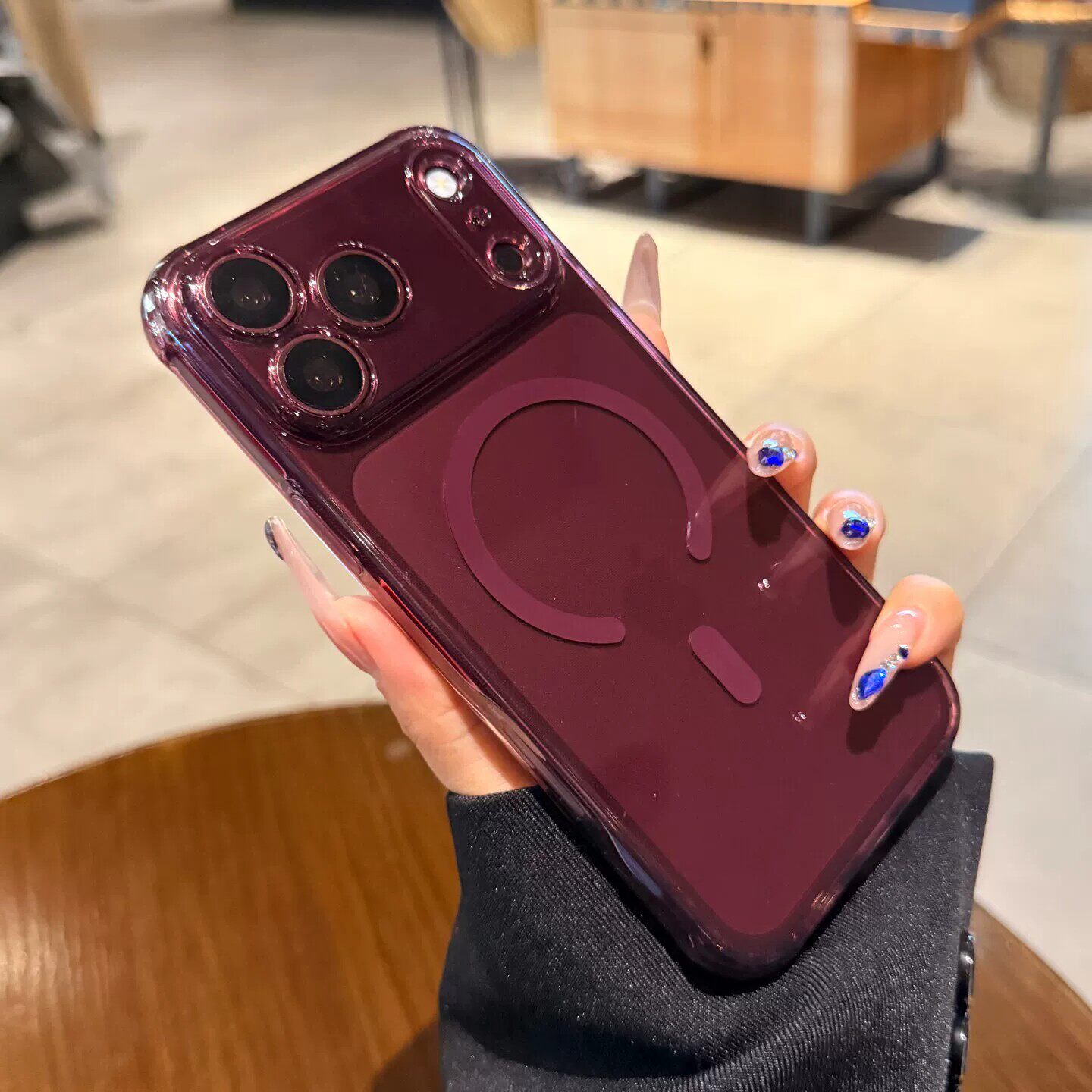 透明酒红色Magsafe磁吸适用苹果17promax手机壳iPhone18promax新款四角防摔18pro情侣高级感勃艮第17保护套女