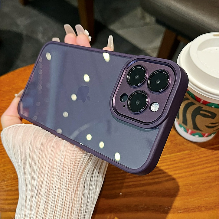 适用苹果14promax手机壳自带镜头膜iphone15pro暗紫色防摔保护套13气囊透明12简约高级感14pro情侣不发黄15