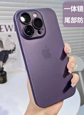 紫色iPhone14ProMax手机壳新款苹果14Pro带镜头膜保护套超薄磨砂plus全包防摔男13高级感11简约por软12pm适用
