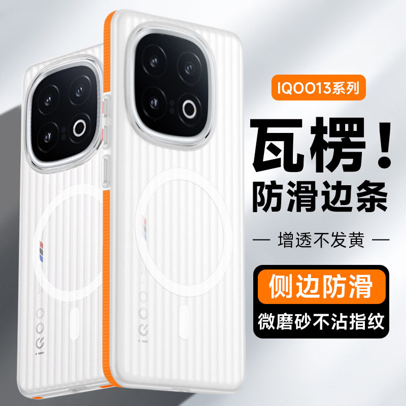 【瓦楞光栅条纹】适用iqoo13手机壳新款vivoiqoo12散热保护套磁吸肤感全包防摔超薄磨砂透明简约硬壳