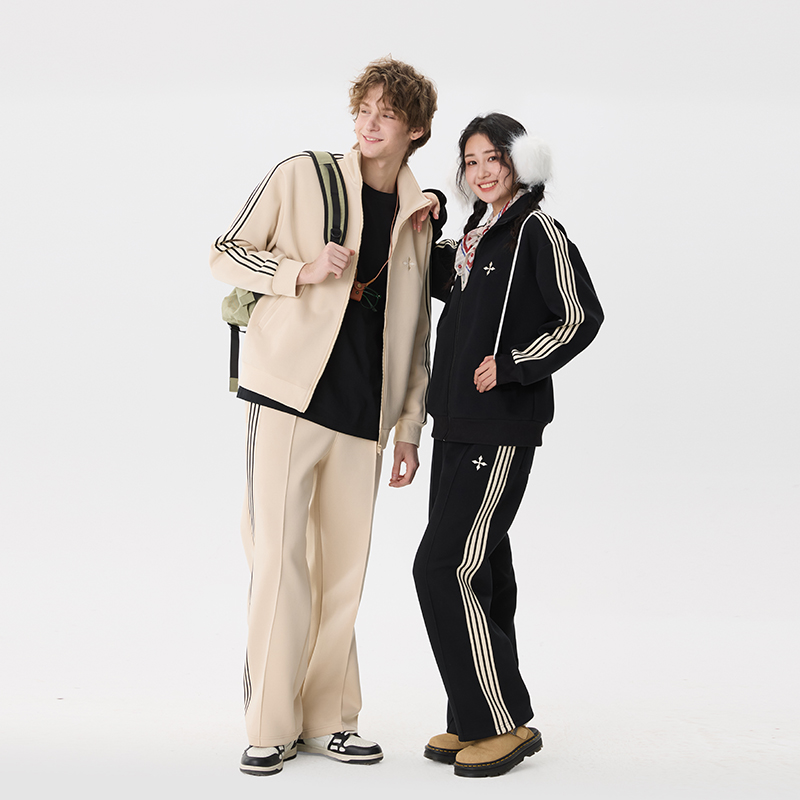 BTW情侣款春秋冬织带拼接套装