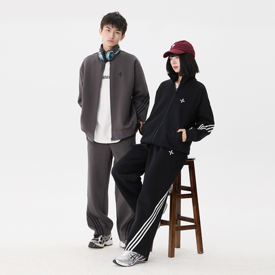 BTW情侣款春秋冬织带拼接套装