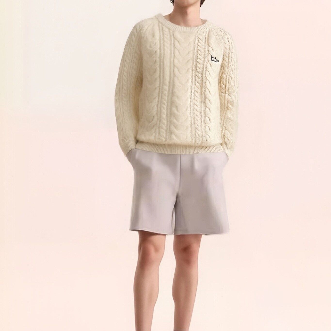 BTW（服饰）麻花纹纯羊绒衫男女圆领套头毛衣软糯舒适保暖针织衫