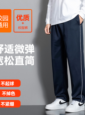 校服裤子藏蓝色一道杠夏季薄款初中生小学生高中二条杠藏青色校裤