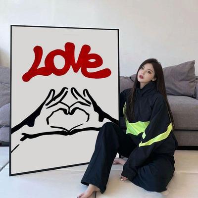 班克西装饰画潮流街头艺术Banksy涂鸦潮牌挂画简约创意爱心壁画