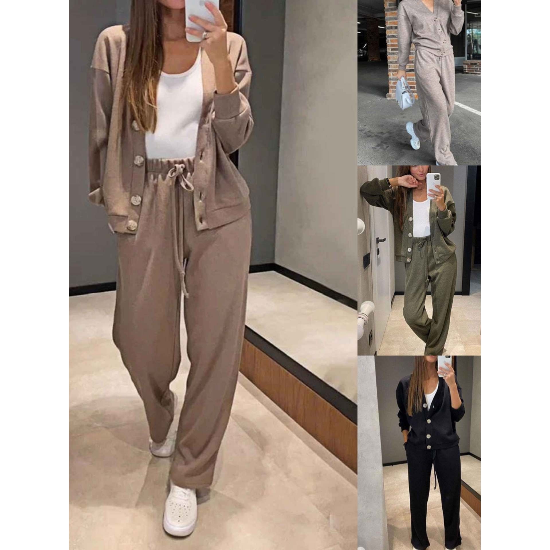 2024秋冬新款欧美跨境亚马逊独立站热卖休闲运动套装开衫上衣女装