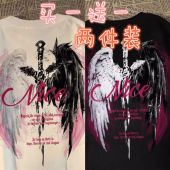 T恤男夏季 翅膀印花短袖 学生帅气上衣宽松百搭 废土风美式 2025新款