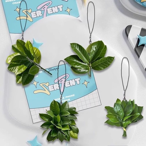 抖音柚子叶手机链转运幸运书包挂件亚克力创意小众礼物挂饰朋友