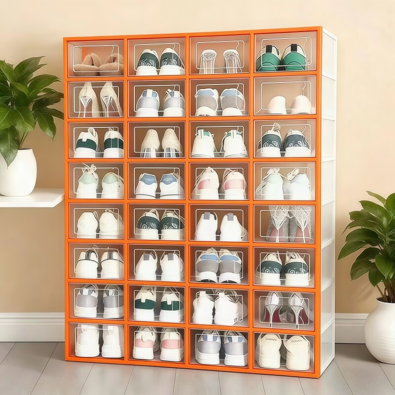 透明鞋盒鞋子收纳盒塑料抽屉式家用宿舍省空间鞋架鞋柜免安装卧室
