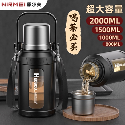 防摔防爆玻璃杯大容量水杯耐高温男士2000ml1000大号泡茶杯子焕新