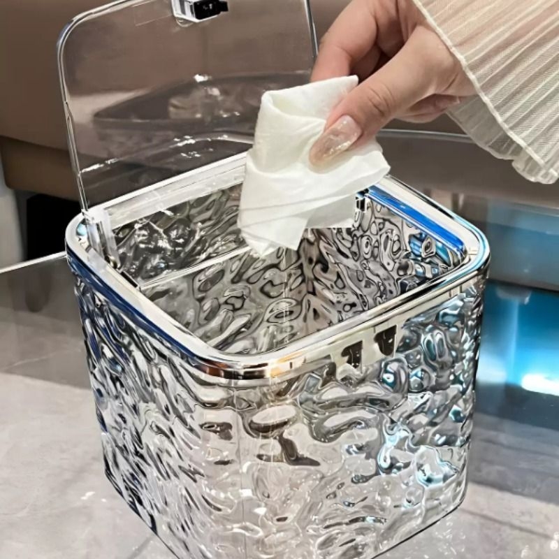 高颜值轻奢卧室茶几家用桌上迷你可爱车载收纳桌面小垃圾桶带盖