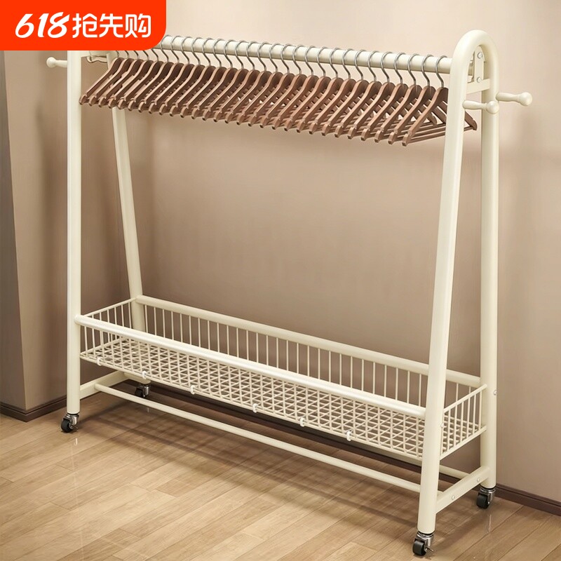 晾衣架落地卧室家用可移动挂衣服架子室内晒衣架出租屋加粗衣帽架