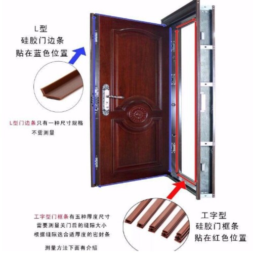 防盗门门缝密封条防风进户门隔音卧室门底门窗门边胶条缝隙门框